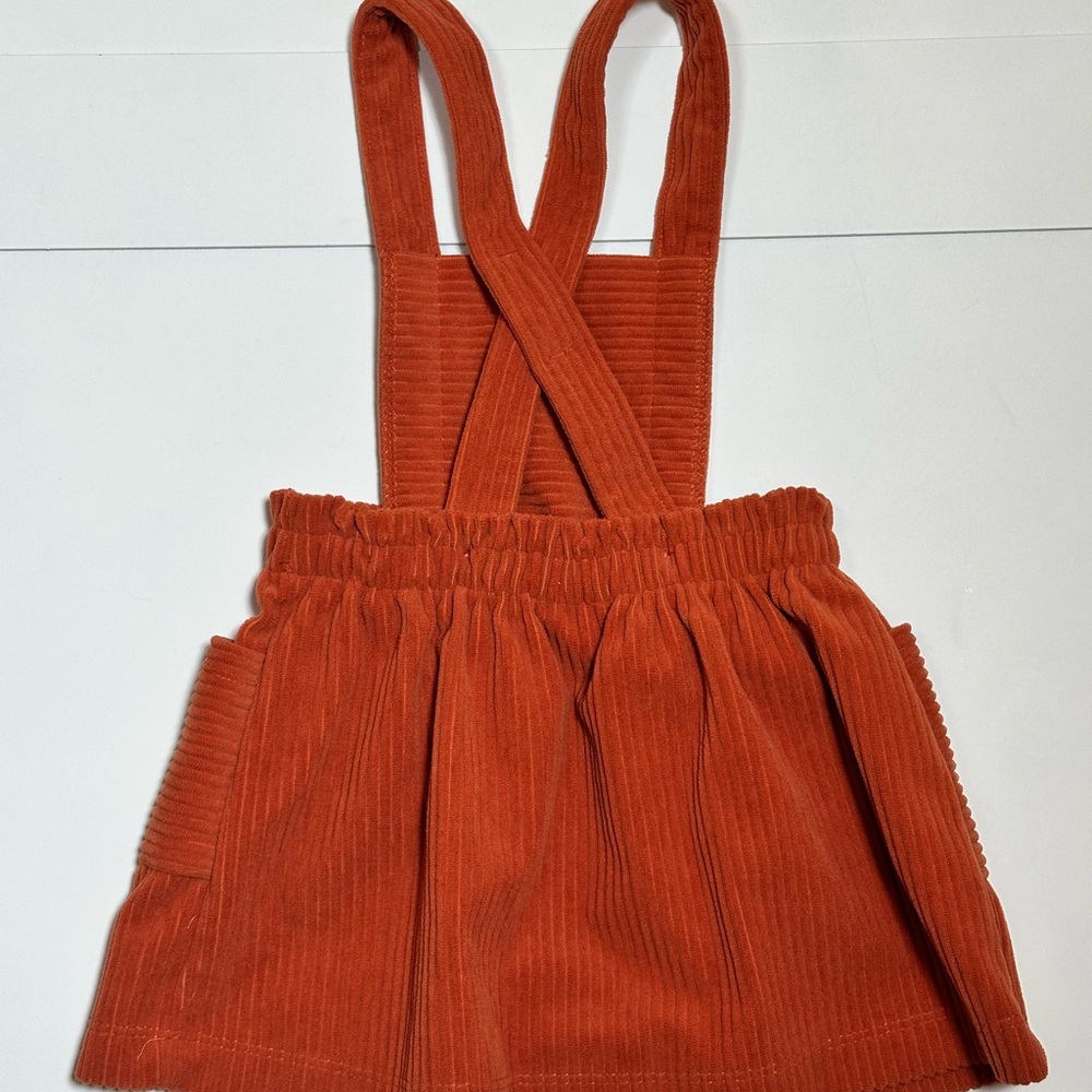 Wonder Nation Baby Girl Orange/Brown Corduroy Overall Dress Size 12M - Picture 6 of 8